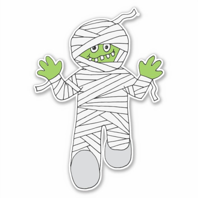 Funny Halloween Mummy Boy Party Favor Sticker (Front)