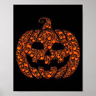 Funny Halloween Music Note Musician Jack O Lantern Poster