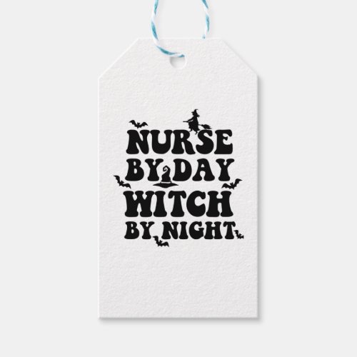 Funny Halloween Nurse By Day Witch By Night 2 Gift Tags