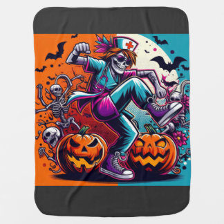 Funny Halloween nurse dancing Baby Blanket