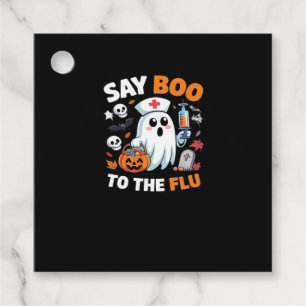 Funny Halloween Nurse Ghost T-Shirt � �Say Boo to  Favor Tags