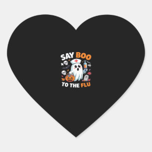 Funny Halloween Nurse Ghost T-Shirt � �Say Boo to Heart Sticker