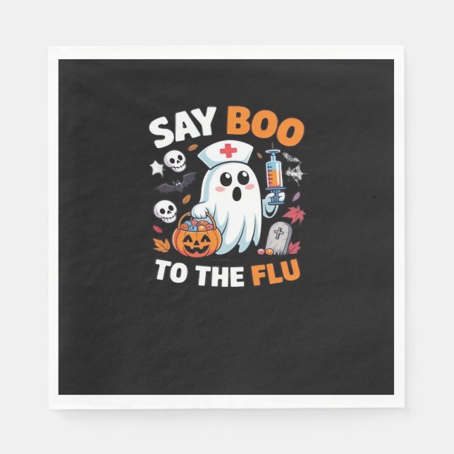 Funny Halloween Nurse Ghost T-Shirt – “Say Boo to  Napkins (Front)