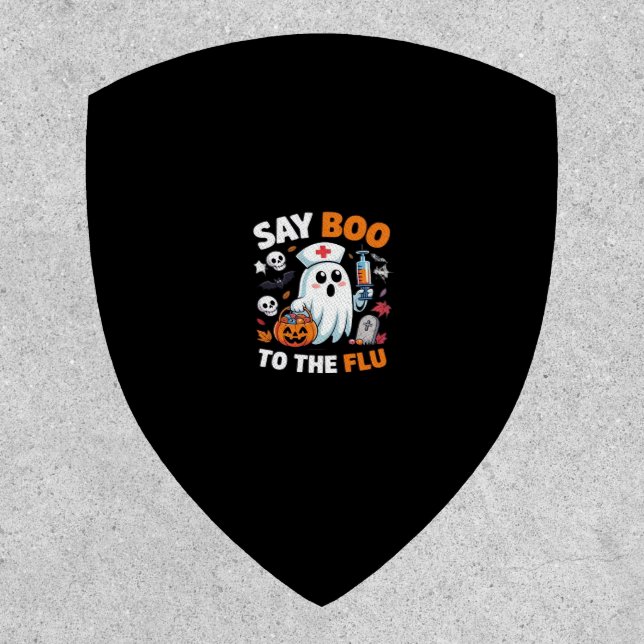 Funny Halloween Nurse Ghost T-Shirt � �Say Boo to  Patch (Front)