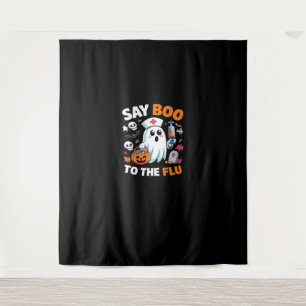 Funny Halloween Nurse Ghost T-Shirt – “Say Boo to Tapestry