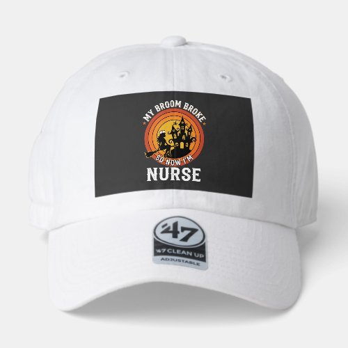Funny Halloween Nurse Witch Broom Costume Graphic 47 Brand Hat