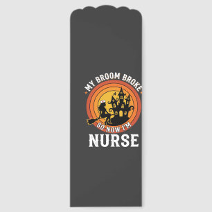 Funny Halloween Nurse Witch Broom Costume Graphic Bookmarks