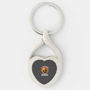 Funny Halloween Nurse Witch Broom Costume Graphic Keychain