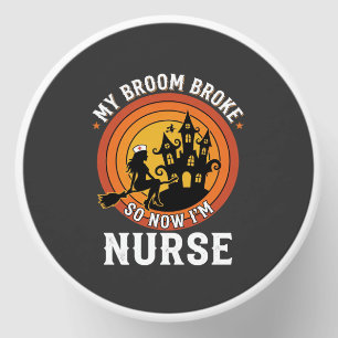 Funny Halloween Nurse Witch Broom Costume Graphic Mini Candle Favors