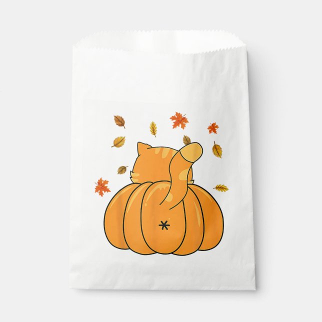Funny Halloween Orange Pumpkin Cat Butt For Cat Lo Favor Bag (Front)
