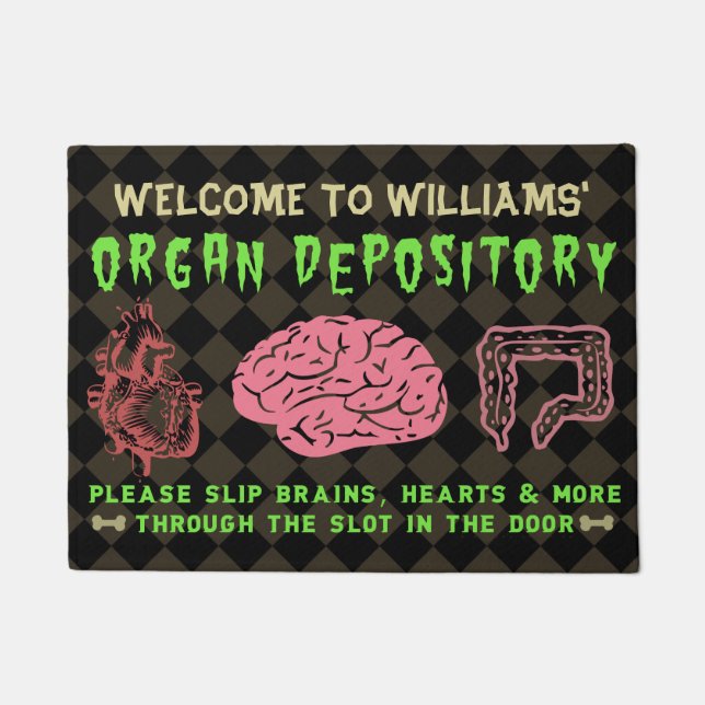 Funny Halloween Organ Depository | Personalized Doormat (Front)