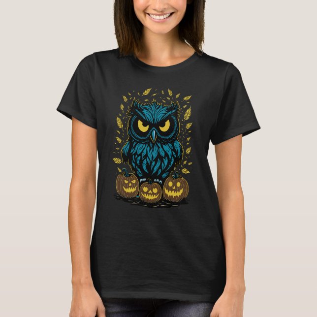 Funny Halloween Owl T-Shirt (Front)