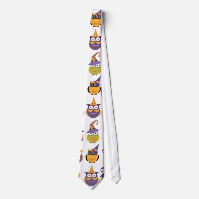 Funny Halloween Owls Neck Tie (Front)