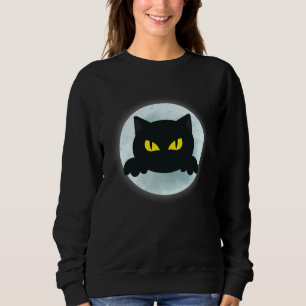 Funny Halloween party black cat moon design men wo Sweatshirt