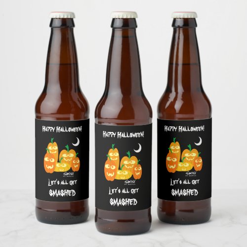 Funny Halloween Party Drunk Pumpkins  Beer Bottle Label