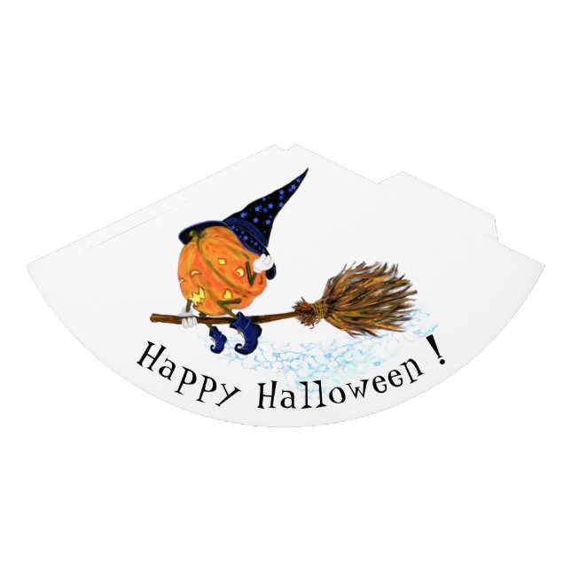 Funny Halloween Party Hat Witch Pumpkin Flying (Front)