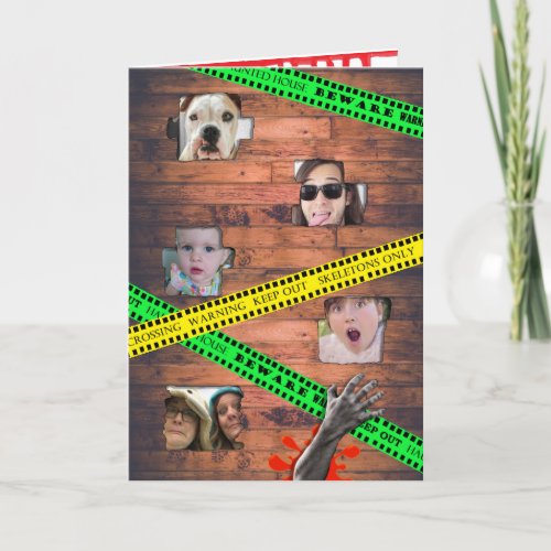 Funny Halloween Personalized Trapped behind Wall Card