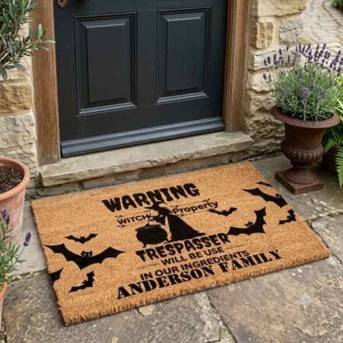 Funny Halloween personalized Witch Fiber Doormat
