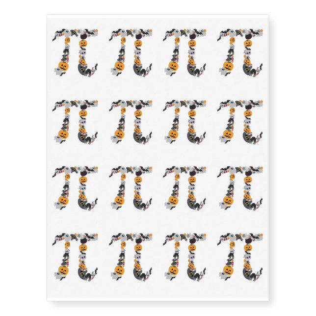 Funny Halloween Pi Math Symbol Temporary Tattoos (Front)