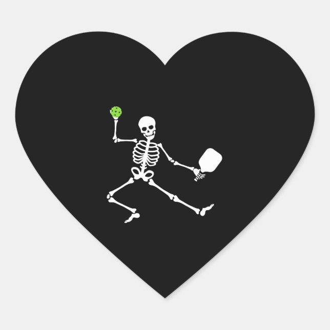 Funny Halloween Pickleball Costume Skeleton   Heart Sticker (Front)
