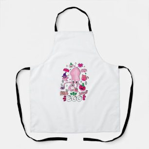 Funny Halloween Pink Cat Ghost Juggling Octopus Fa Apron