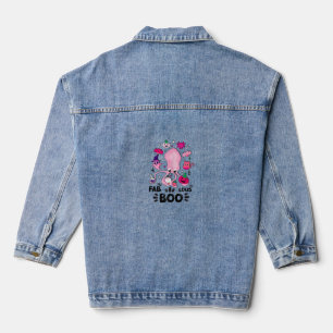 Funny Halloween Pink Cat Ghost Juggling Octopus Fa Denim Jacket