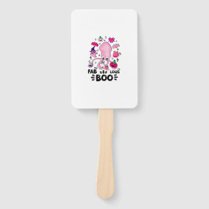 Funny Halloween Pink Cat Ghost Juggling Octopus Fa Hand Fan