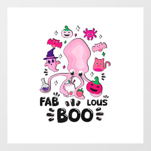 Funny Halloween Pink Cat Ghost Juggling Octopus Fa Wall Decal