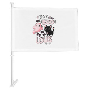 Funny Halloween Pink Ghost Spooktacular Cat Fab BO Car Flag