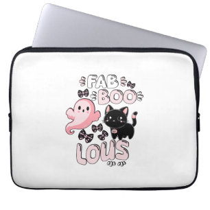 Funny Halloween Pink Ghost Spooktacular Cat Fab BO Laptop Sleeve