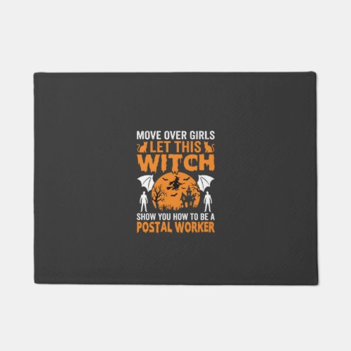 Funny Halloween Postal Worker Witch Cat Graphic Doormat