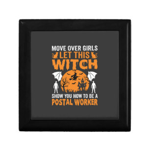 Funny Halloween Postal Worker Witch Cat Graphic Gift Box