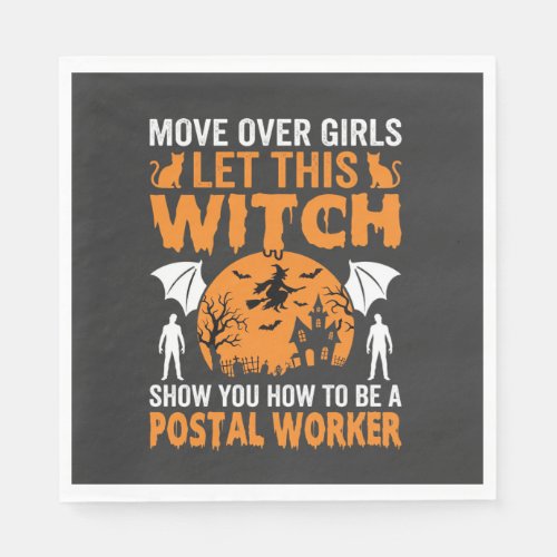 Funny Halloween Postal Worker Witch Cat Graphic Napkins