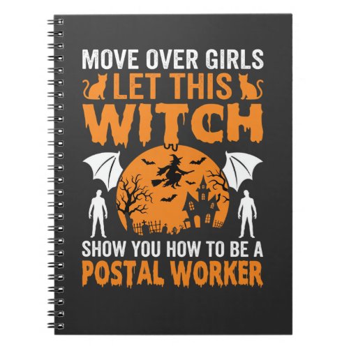 Funny Halloween Postal Worker Witch Cat Graphic Notebook