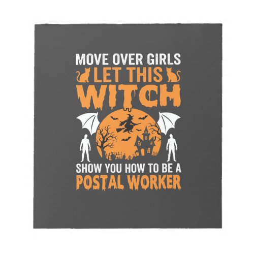 Funny Halloween Postal Worker Witch Cat Graphic Notepad