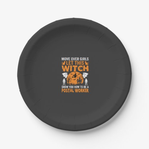 Funny Halloween Postal Worker Witch Cat Graphic Paper Plates