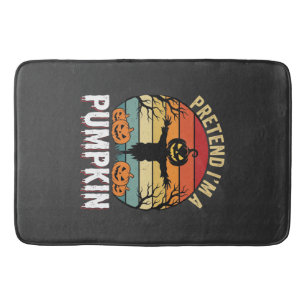 Funny Halloween Pretend Im a Pumpkin Retro Design Bath Mat