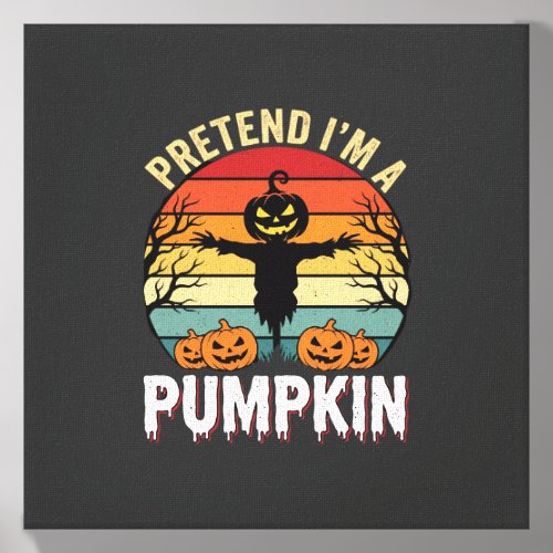 Funny Halloween Pretend Im a Pumpkin Retro Design Canvas Photo Tile