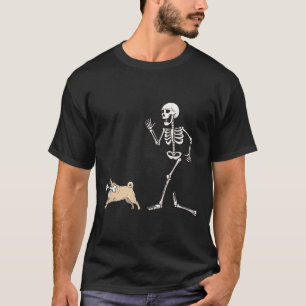 Funny Halloween Pug And Skeleton T-Shirt