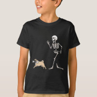 Funny Halloween Pug And Skeleton