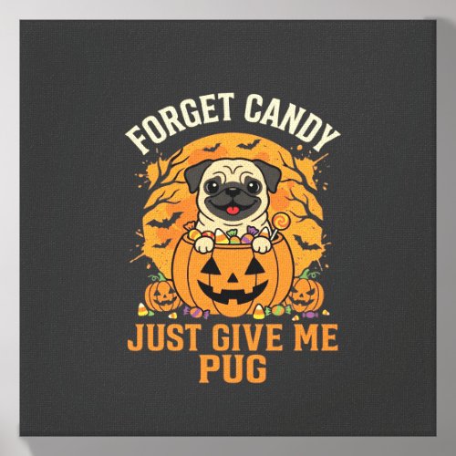 Funny Halloween Pug Candy Design_1 Canvas Photo Tile