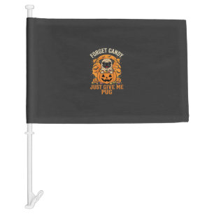 Funny Halloween Pug Candy Design_1 Car Flag