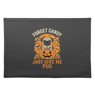 Funny Halloween Pug Candy Design_1 Cloth Placemat