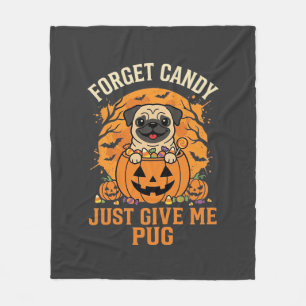 Funny Halloween Pug Candy Design_1 Fleece Blanket