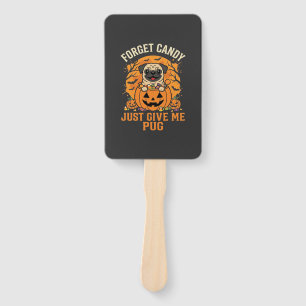 Funny Halloween Pug Candy Design_1 Hand Fan