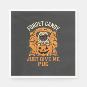 Funny Halloween Pug Candy Design_1 Napkins