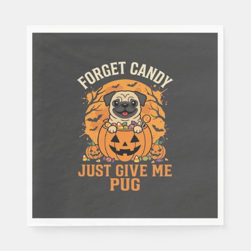 Funny Halloween Pug Candy Design_1 Napkins