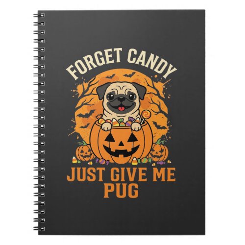 Funny Halloween Pug Candy Design_1 Notebook