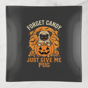 Funny Halloween Pug Candy Design_1 Trinket Tray