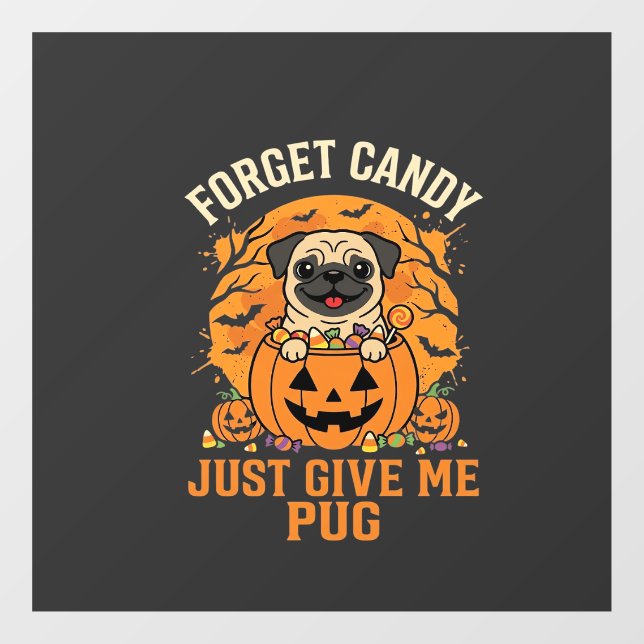 Funny Halloween Pug Candy Design_1 Window Cling (Sheet)